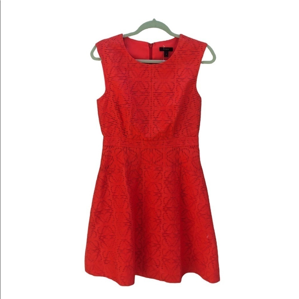 J.CREW ORANGE EYELET FIT & FLARE DRESS